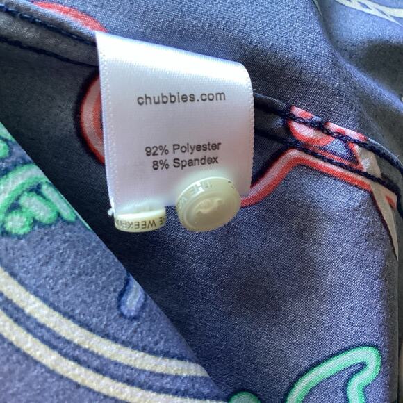 CHUBBIES Button Down Short Sleeve Men’s XXL Friday Neon Lights Blue, Preppy Fun - Picture 6 of 7